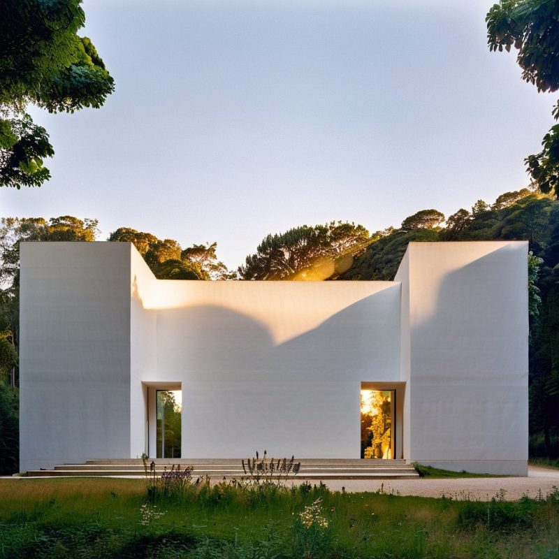 2025-01-29 22-33-56 - front elevation, white color, alvaro siza, high quality exterior photography, golden hour,_